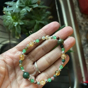 Handmade Moss agate + citrine + hematite + green aventurine Abundance bracelet✨